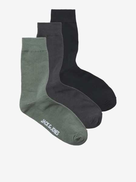 Jack & Jones Set od tri para muških čarapa Jack & Jones u crnoj, sivoj i zelenoj boji