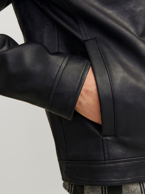 Jack & Jones Crna muška Jack & Jones Dylan kožna jakna