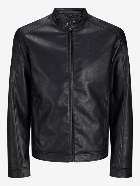 Jack & Jones Crna muška Jack & Jones Dylan kožna jakna