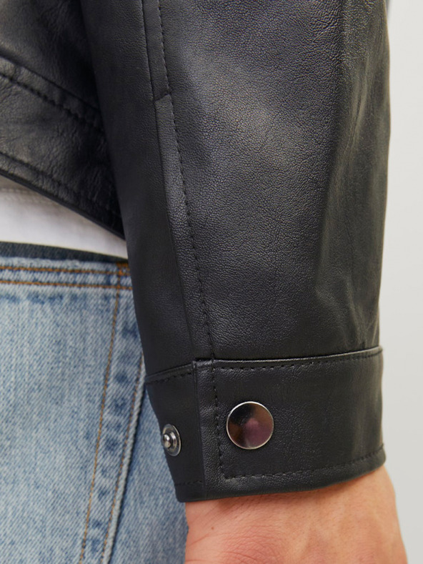 Jack & Jones Crna muška Jack & Jones Dylan kožna jakna