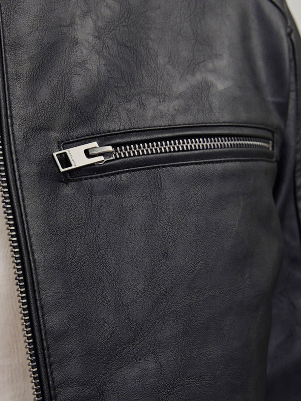 Jack & Jones Crna muška Jack & Jones Dylan kožna jakna