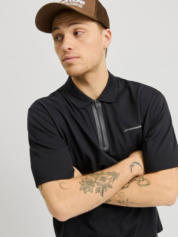 Jack & Jones Crna muška Jack & Jones Fusion polo majica