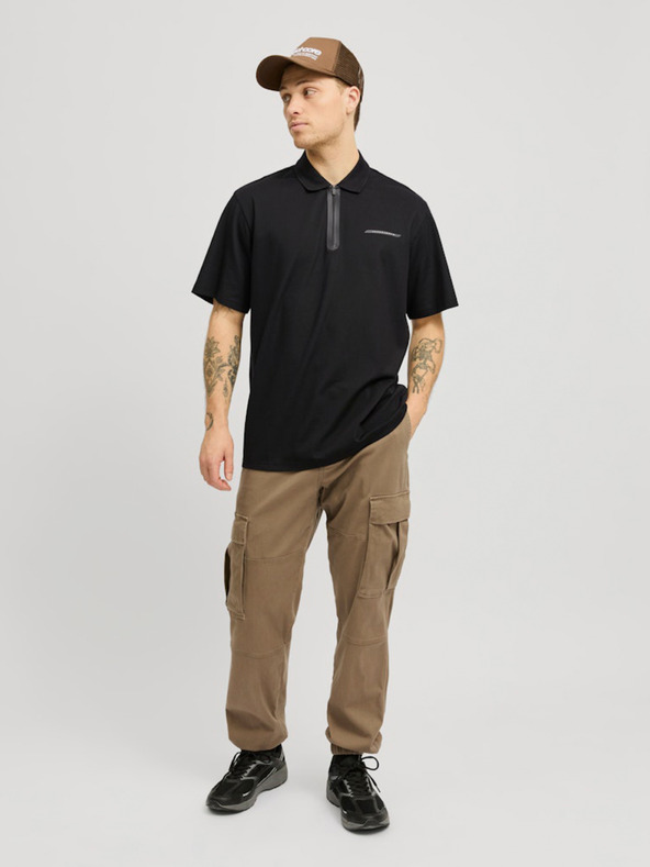 Jack & Jones Crna muška Jack & Jones Fusion polo majica