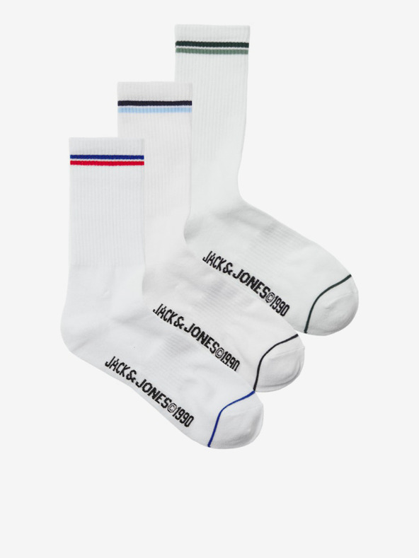 Jack & Jones Set od tri para bijelih muških čarapa Jack & Jones