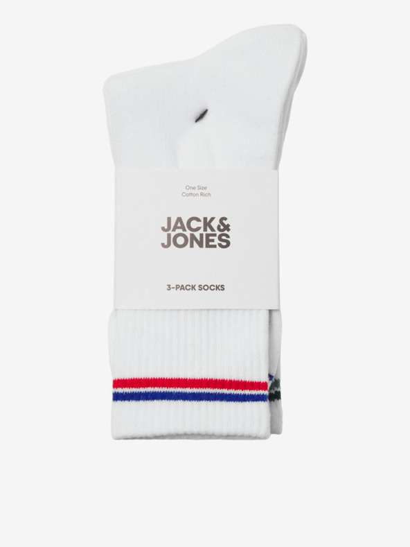 Jack & Jones Set od tri para bijelih muških čarapa Jack & Jones