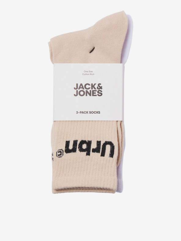 Jack & Jones Set od tri para muških čarapa u bijeloj, crnoj i bež boji Jack & Jones