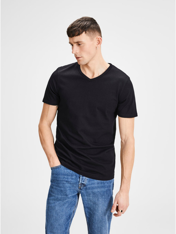 Jack & Jones Komplet od dvije crne osnovne majice s V-izrezom Jack & Jones