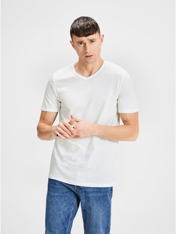 Jack & Jones Komplet od dvije bijele osnovne majice s V-izrezom Jack & Jones