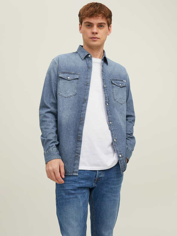Jack & Jones Jack & Jones Heridan plava muška uska traper košulja