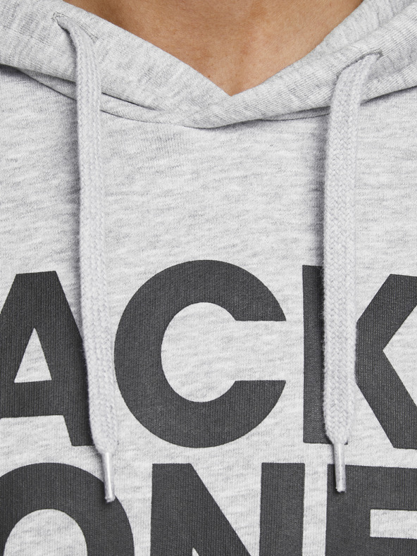 Jack & Jones Jack & Jones Corp. Svijetlo siva majica s kapuljačom s uzorkom