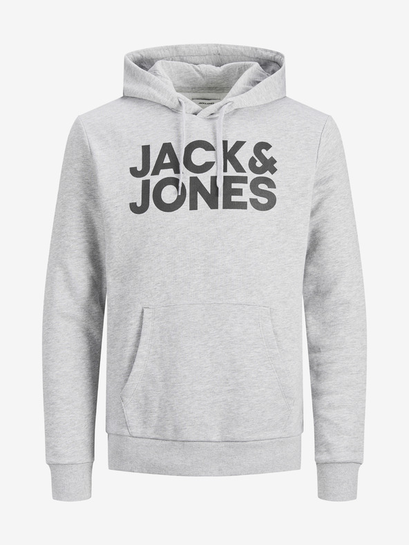 Jack & Jones Jack & Jones Corp. Svijetlo siva majica s kapuljačom s uzorkom
