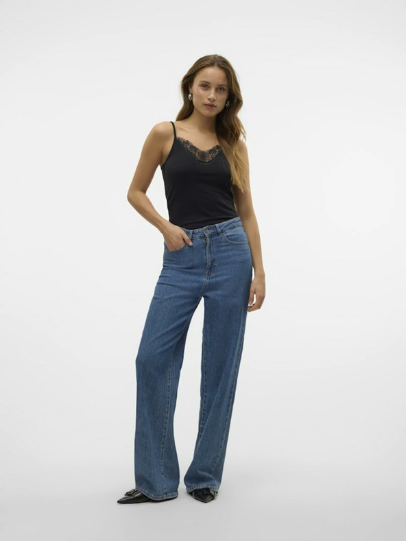 Vero Moda Crna majica bez rukava s VERO MODA Inge čipkom