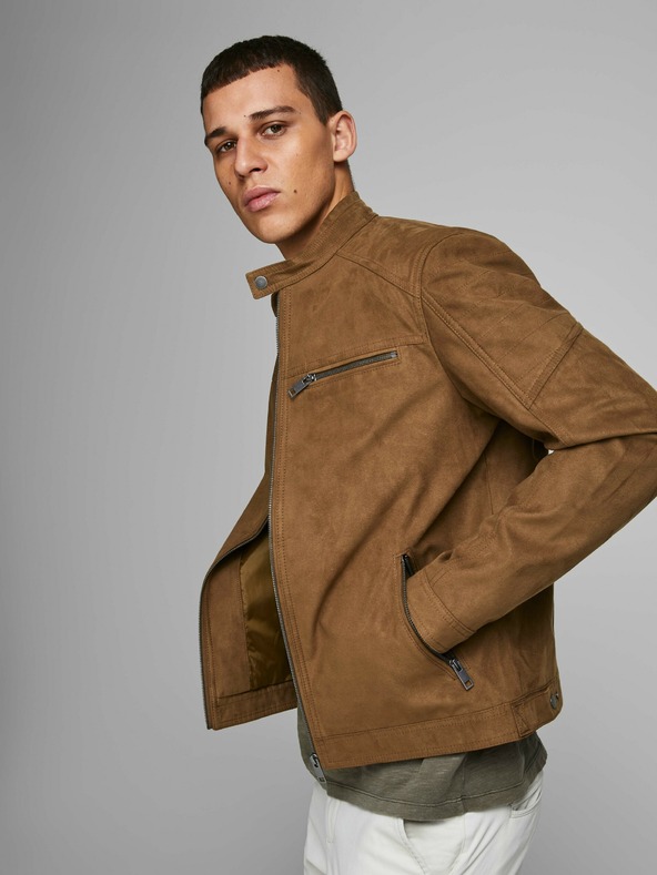 Jack & Jones Jack & Jones Rocky smeđa jakna od brušene kože