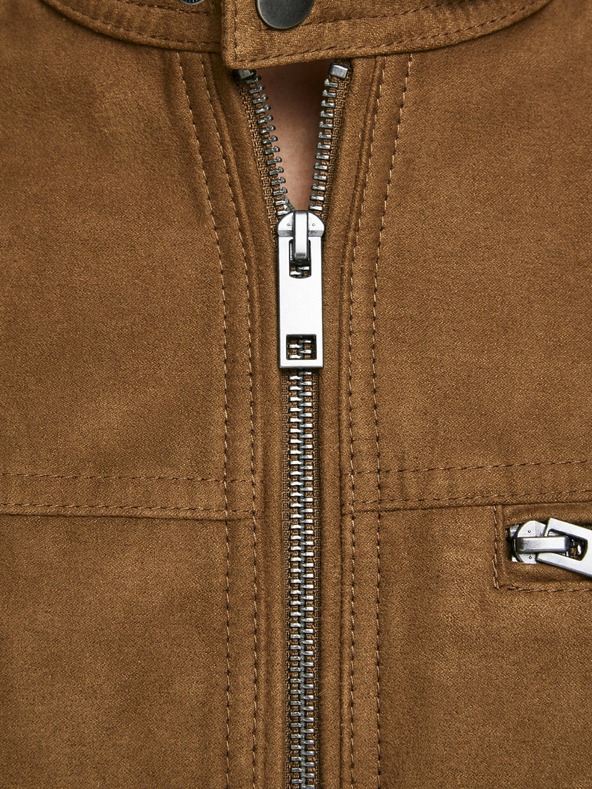 Jack & Jones Jack & Jones Rocky smeđa jakna od brušene kože