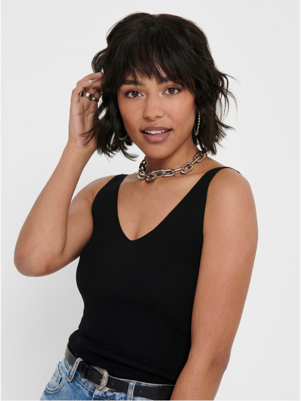 Jacqueline de Yong JDY Nanna rebrasta majica bez rukava u crnoj boji