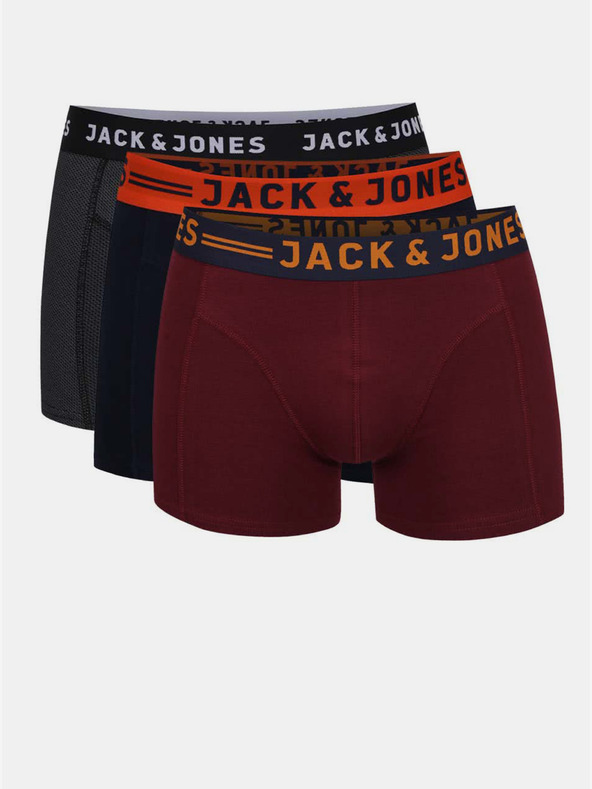 Jack & Jones Jack & Jones Lichfield bordo, mornarsko plave i sive muške bokserice od tri komada
