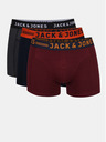 Jack & Jones Jack & Jones Lichfield bordo, mornarsko plave i sive muške bokserice od tri komada