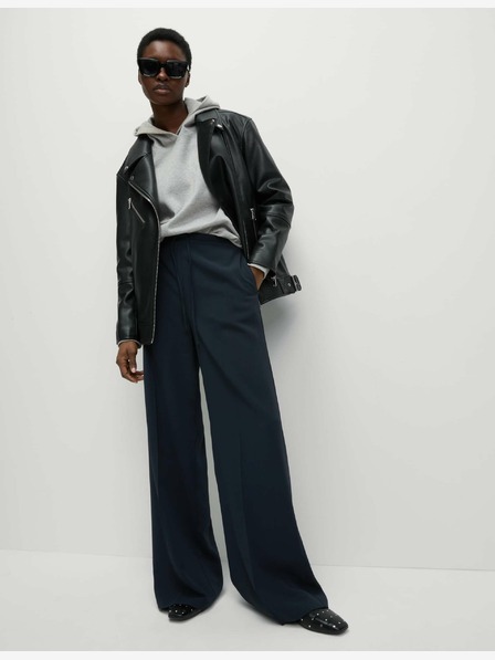 Marks & Spencer Marks & Spencer široke krep hlače s elastičnim strukom u tamnoplavoj boji