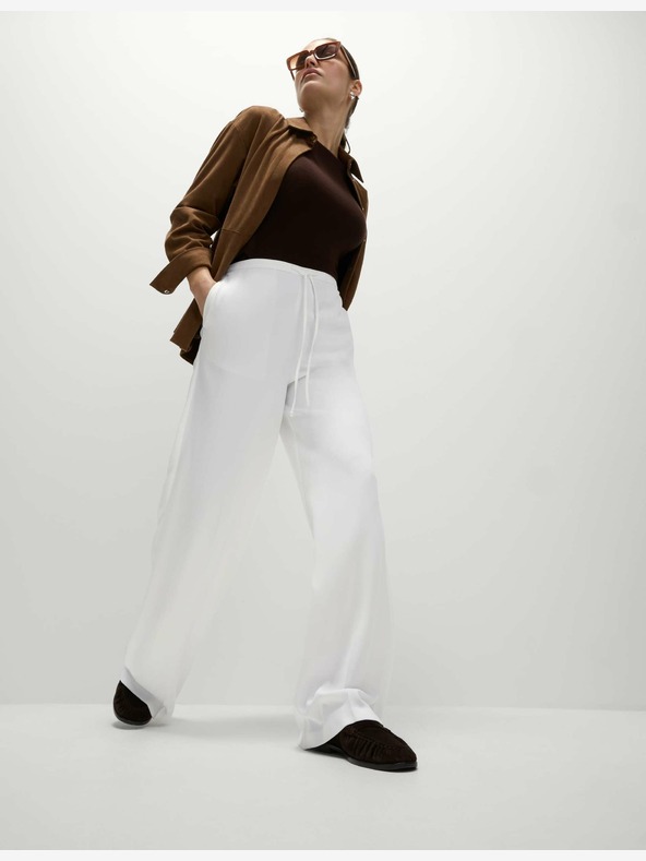 Marks & Spencer Marks & Spencer široke krep hlače s elastičnim strukom krem ​​boje