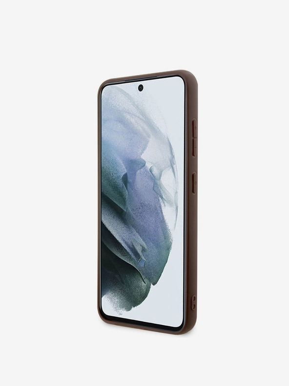 Guess Stražnja maska ​​Guess PU 4G s metalnim logotipom za Samsung Galaxy S23 smeđa