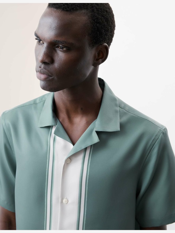 Marks & Spencer Zelena prugasta košulja s kubanskim ovratnikom Marks & Spencer