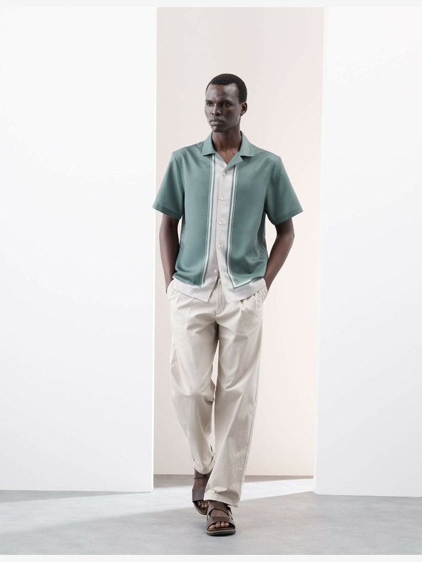 Marks & Spencer Zelena prugasta košulja s kubanskim ovratnikom Marks & Spencer