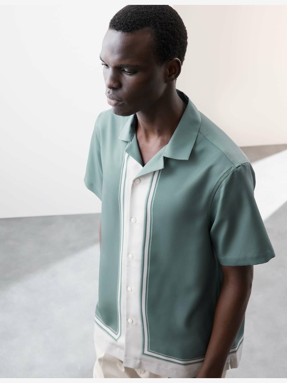 Marks & Spencer Zelena prugasta košulja s kubanskim ovratnikom Marks & Spencer