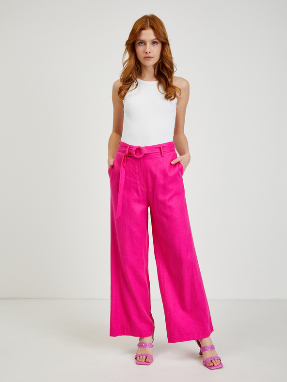 Orsay Tamno roze ženske lanene hlače ORSAY