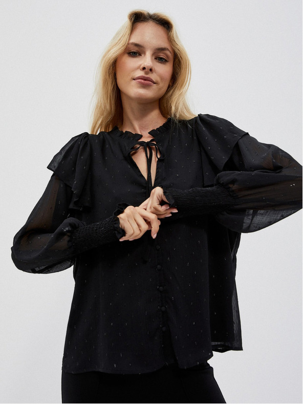 Moodo Moodo crna ženska bluza s volanima