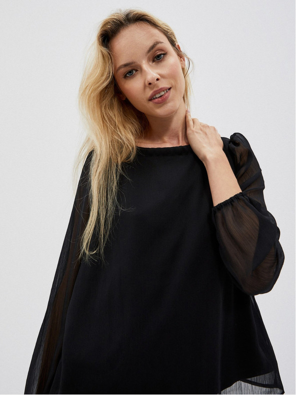 Moodo Crna ženska bluza s volanima Moodo