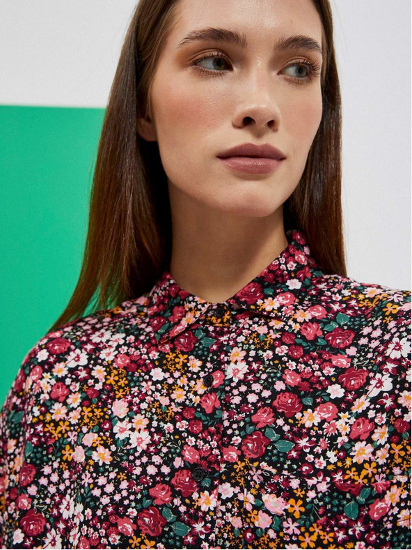 Moodo Moodo roza i crna ženska košulja s uzorkom