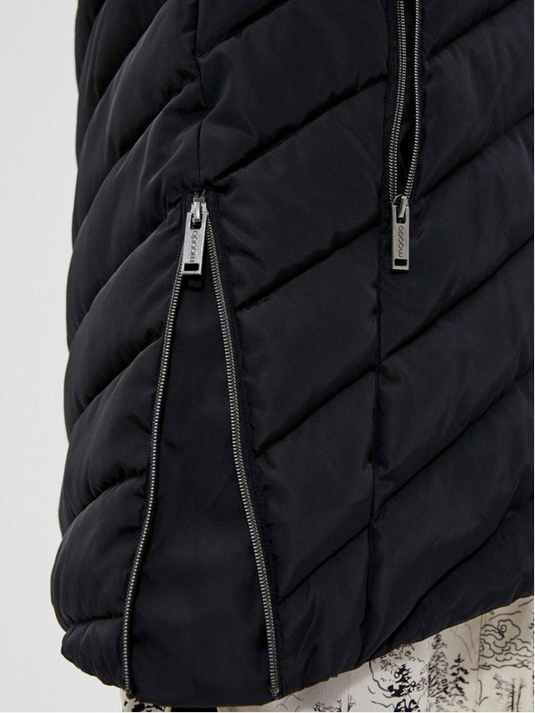 Moodo Crni ženski kaput s kapuljačom Moodo