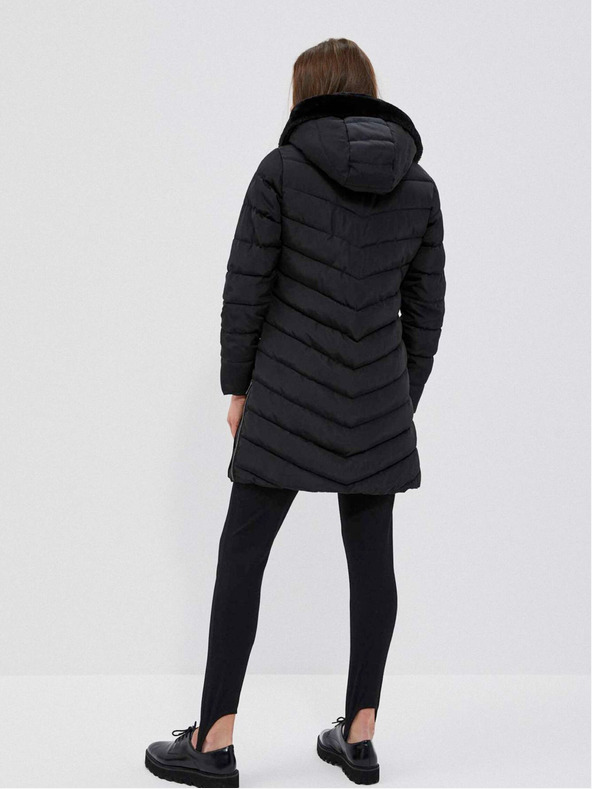 Moodo Crni ženski kaput s kapuljačom Moodo