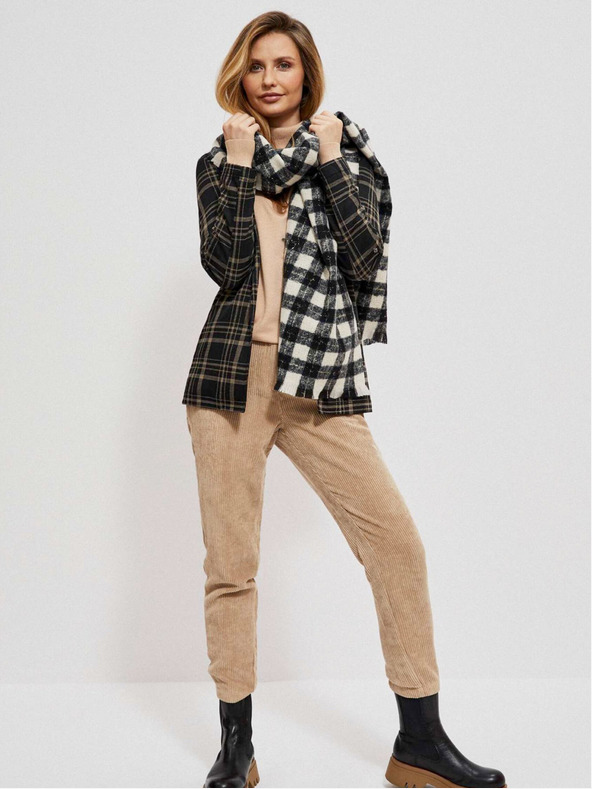 Moodo Moodo bijeli i crni karirani šal