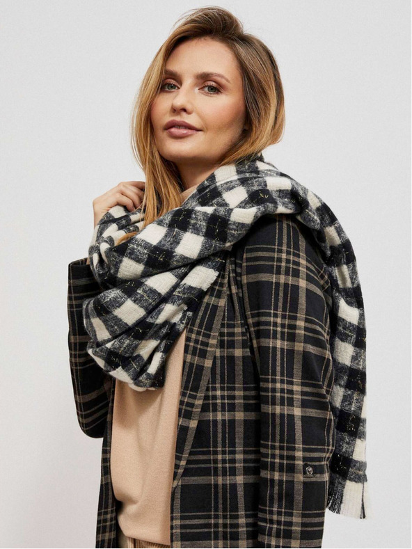 Moodo Moodo bijeli i crni karirani šal