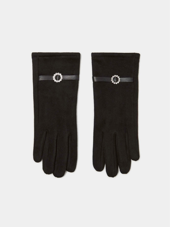 Moodo Crne ženske rukavice s Moodo ukrasnim remenom