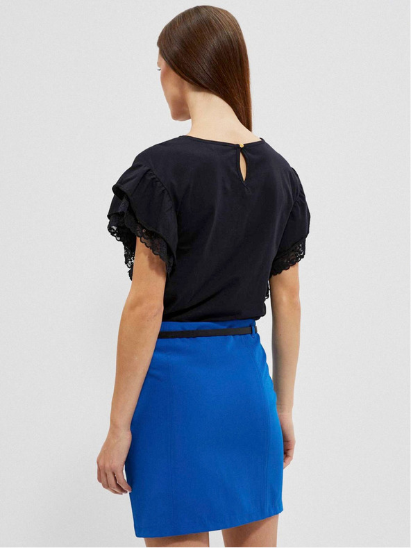 Moodo Moodo crna ženska bluza s volanima na ramenima