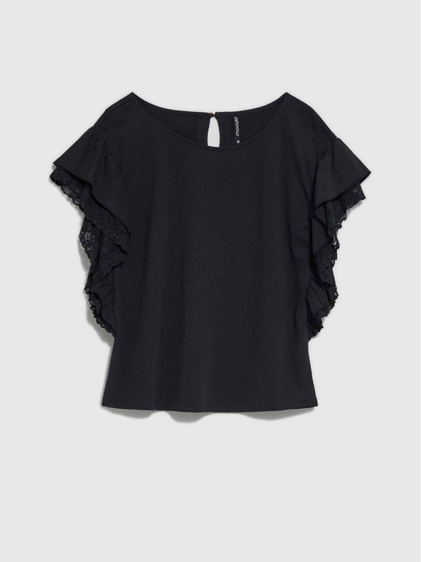 Moodo Moodo crna ženska bluza s volanima na ramenima