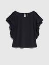Moodo Moodo crna ženska bluza s volanima na ramenima