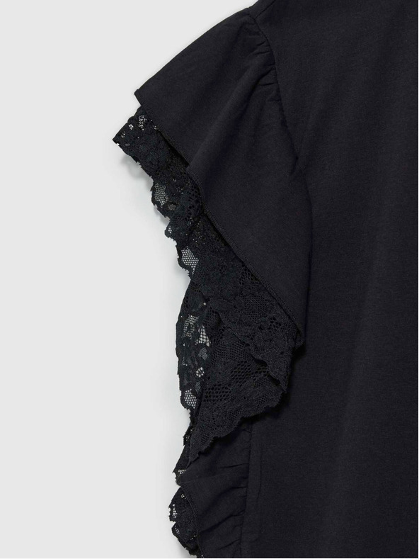 Moodo Moodo crna ženska bluza s volanima na ramenima