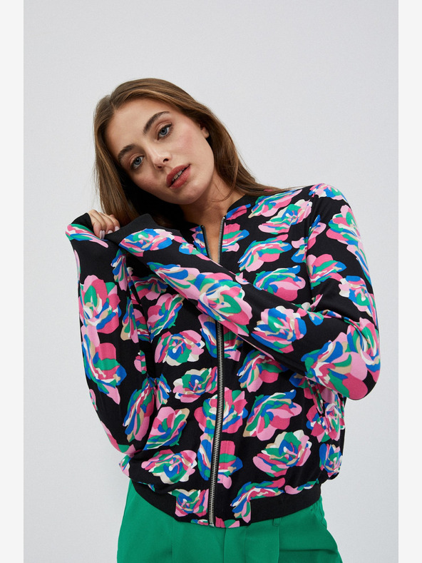Moodo Crna ženska bomber jakna s Moodo printom