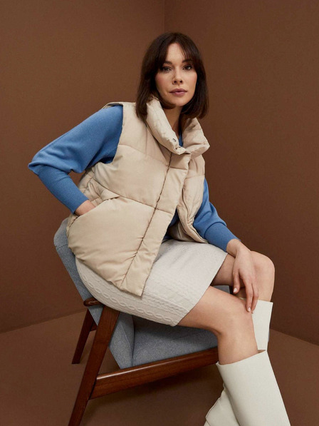 Moodo Moodo bež ženski prošiveni prsluk