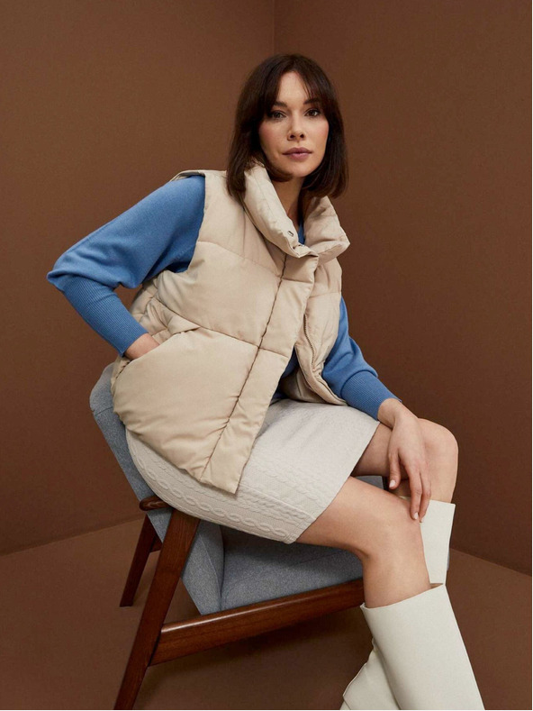 Moodo Moodo bež ženski prošiveni prsluk