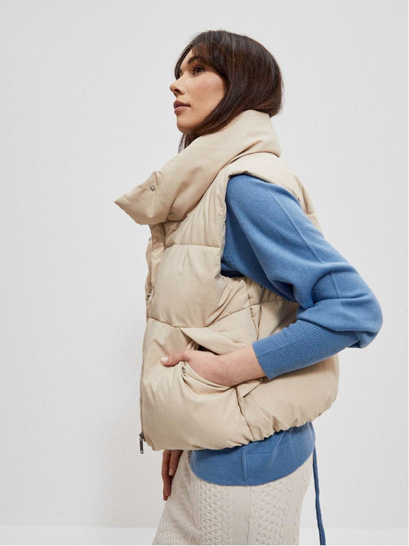 Moodo Moodo bež ženski prošiveni prsluk