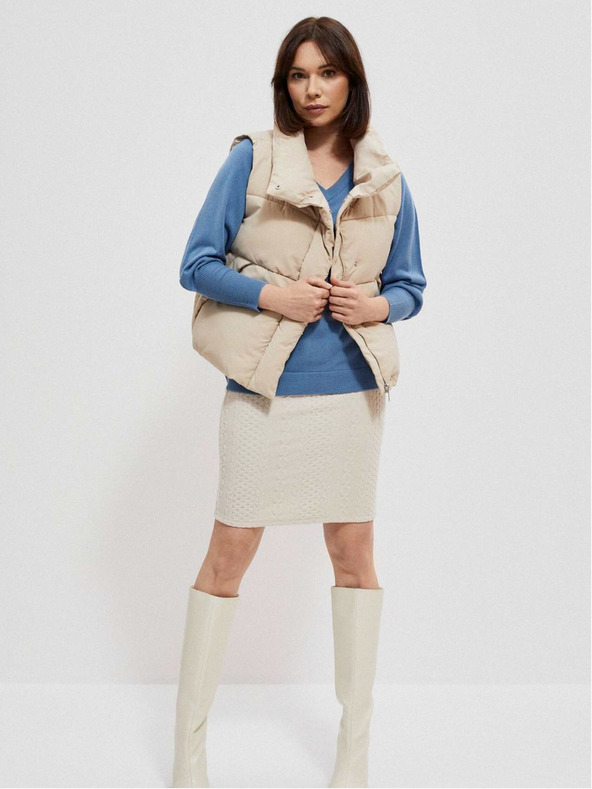 Moodo Moodo bež ženski prošiveni prsluk