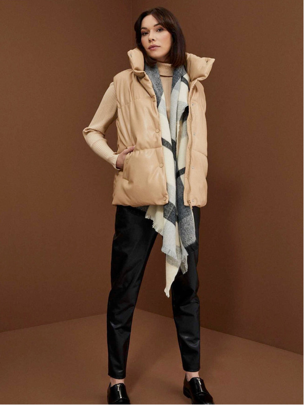 Moodo Moodo bež ženski prošiveni prsluk