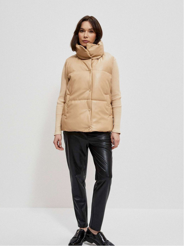 Moodo Moodo bež ženski prošiveni prsluk