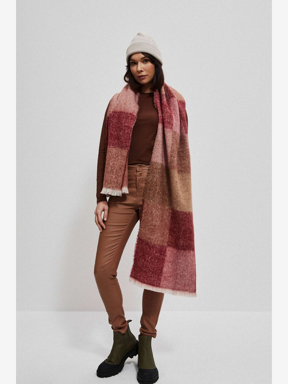 Moodo Moodo ružičasti kockasti šal za žene