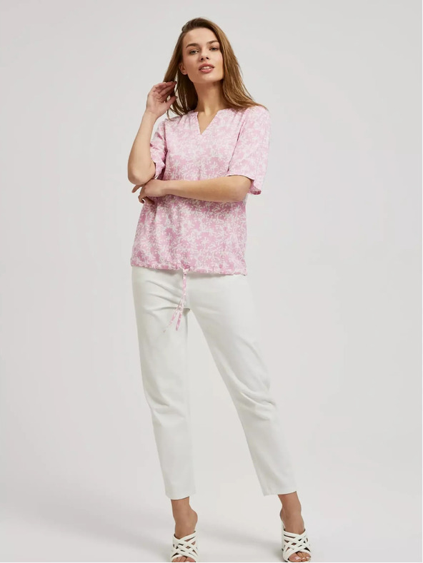 Moodo Moodo svijetloružičasta bluza na vezanje s uzorkom