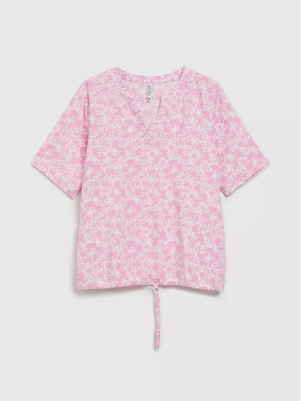 Moodo Moodo svijetloružičasta bluza na vezanje s uzorkom